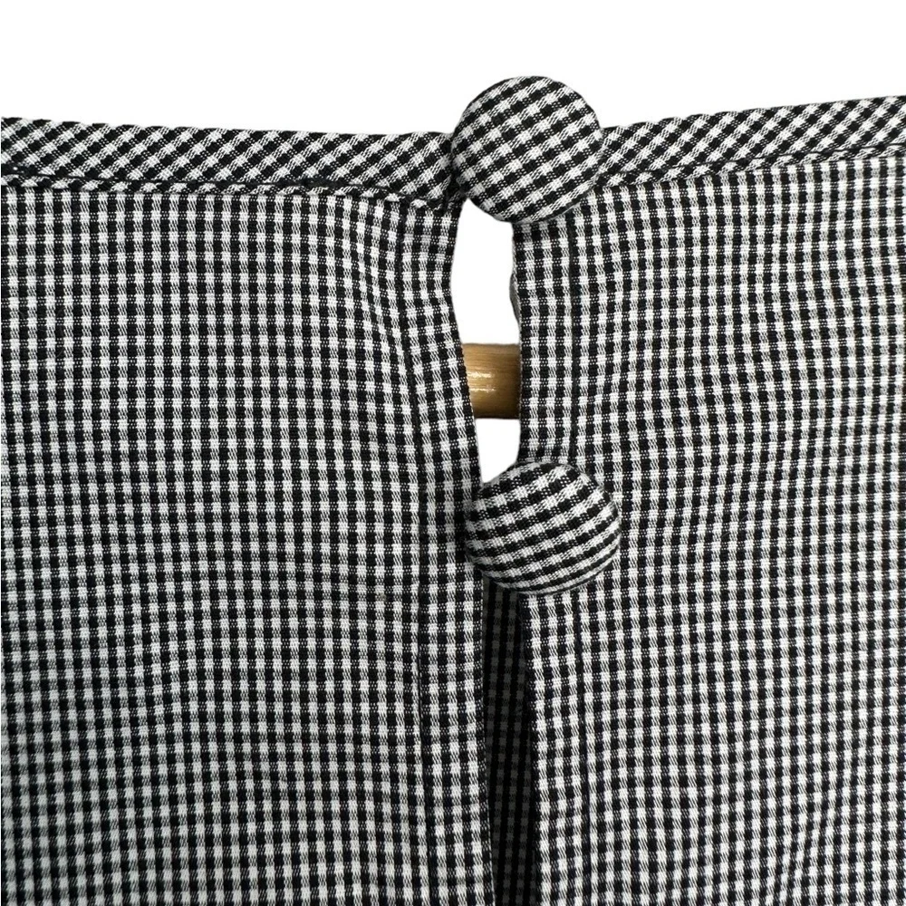 1. J Crew XXS Gingham plaid 3/4 bell flare sleeves slits bow keyhole in back - Picture 5 of 14